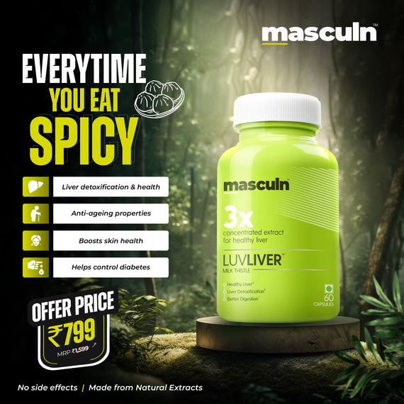 Masculn Liver Detox Supplement With Milk Thistle For Healthy Liver | 60 Capsules